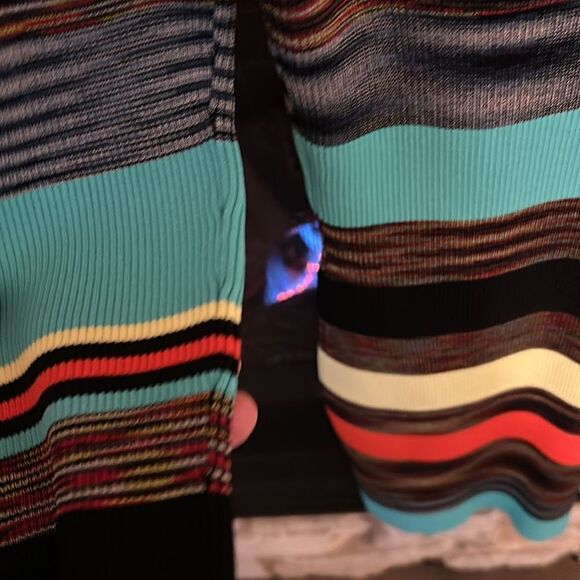 Diane Von Furstenburg Dress Stretch Striped print 3/4 sleeve mini scoop neck M - Picture 13 of 17